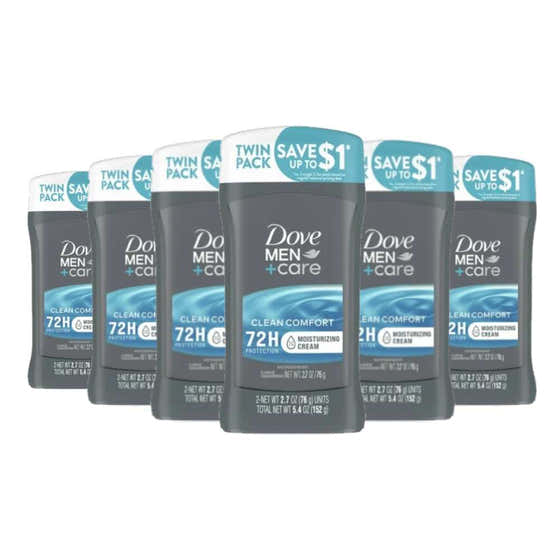 Dove - Men+Care Long Lasting Antiperspirant Deodorant Stick for Men, Clean Comfort, Twin Pack - 2.7 Oz - 6 Pack | Dove - D...