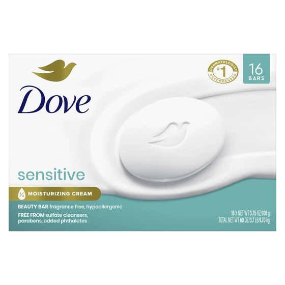 Dove  - Beauty Bar Sensitive Skin, 3.75 Oz - 16 Ct Each | Dove - Health & Beauty Pack