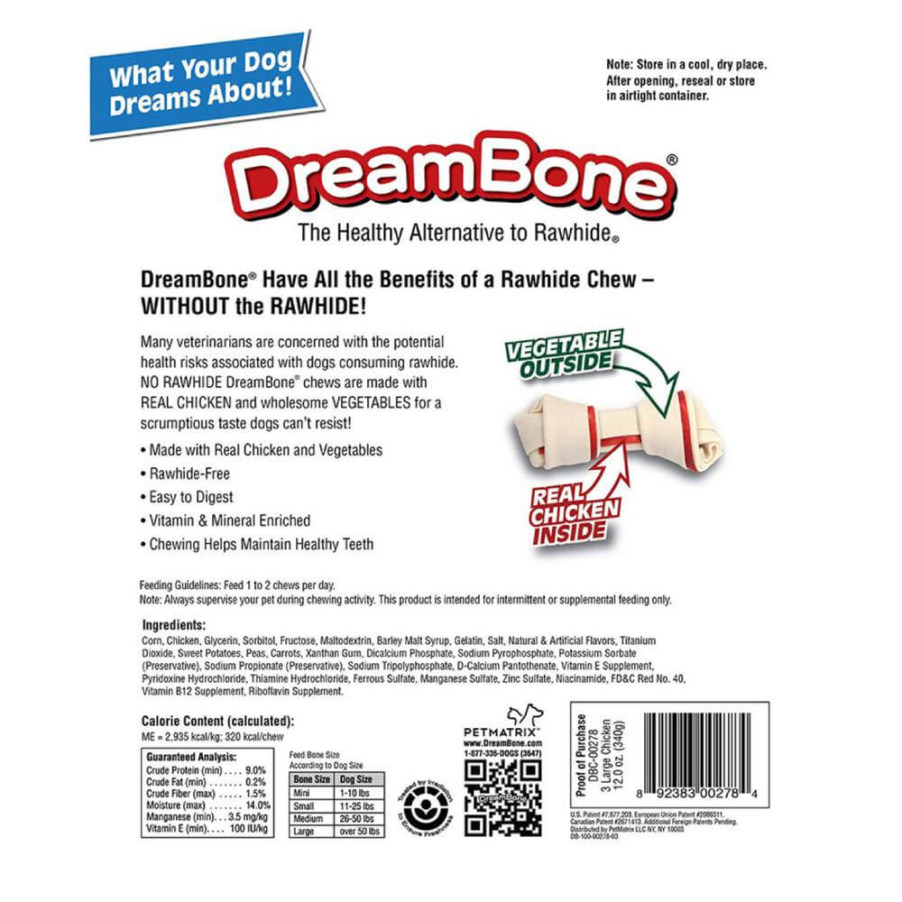 DreamBone - Vegetable and Chicken Large Dog Chews - 12 Oz - 24 Pack