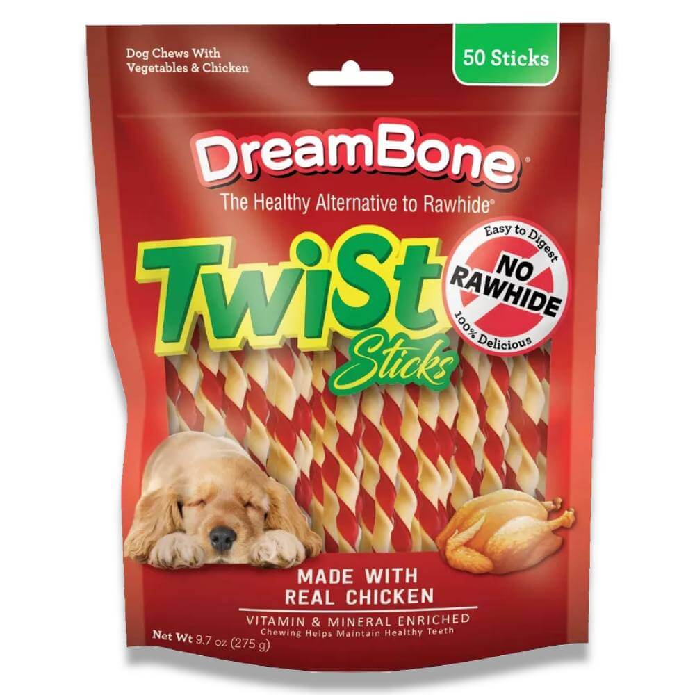 DreamBone Twist Sticks with Chicken Dog Treats - 9.7 Oz - 24 Pack Contarmarket