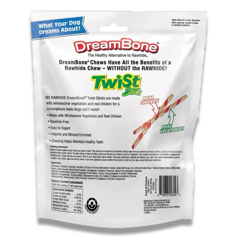 DreamBone Twist Sticks with Chicken Dog Treats - 9.7 Oz - 24 Pack Contarmarket