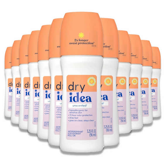Dry Idea - Anti-Perspirant and Deodorant, Unscented - 3.25 Oz - 12 Pack | Dry Idea - member5%