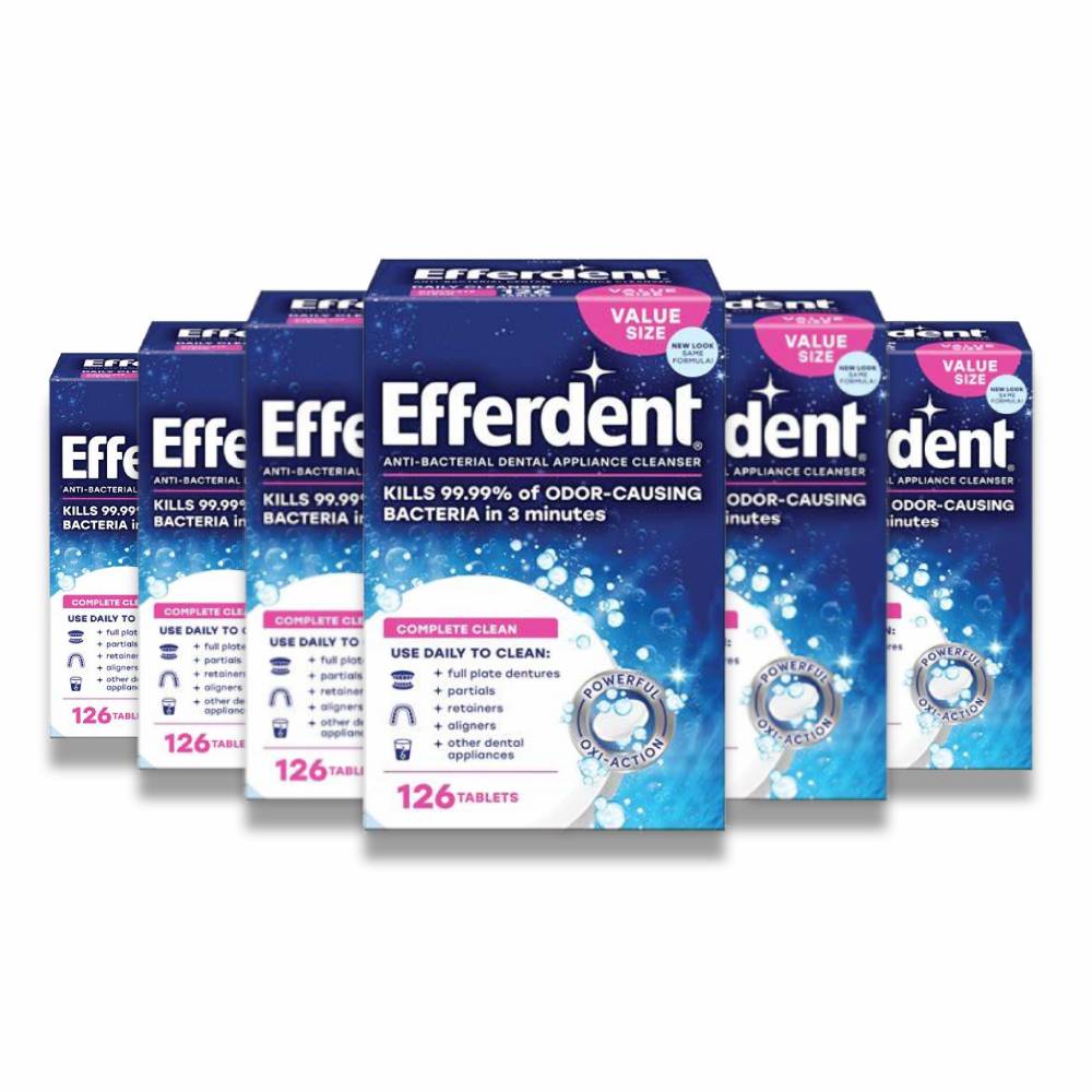 Efferdent - Retainer & Denture Cleaner Tablets Complete Clean  126 ct - 6 Pack