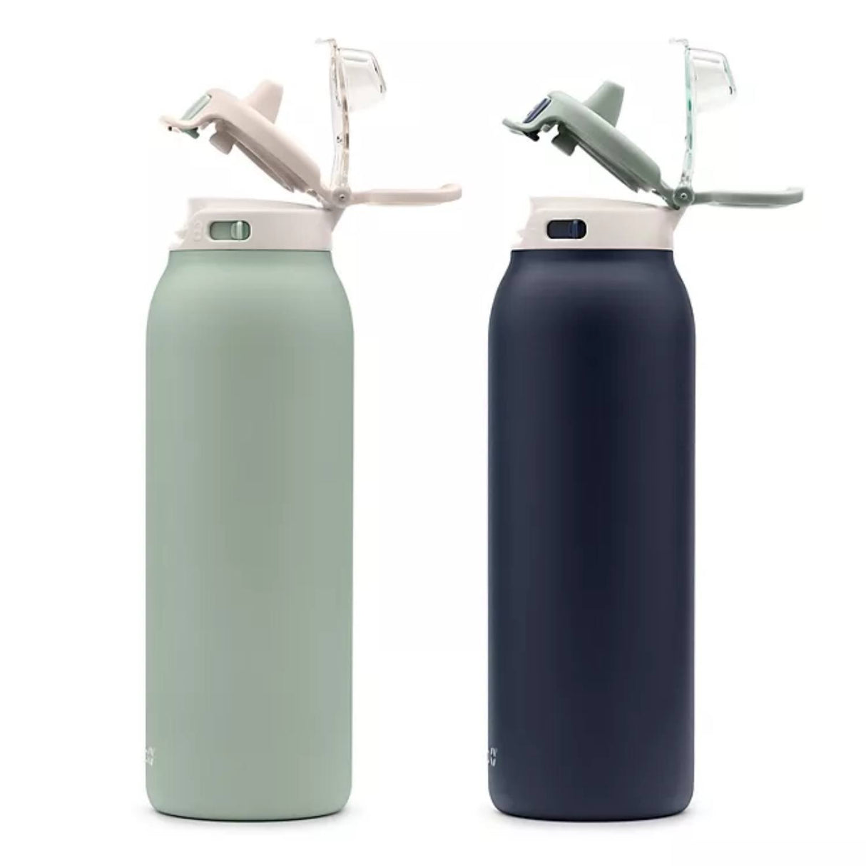 Ello Pop & Fill - Stainless Steel Water Bottle with QuickFill Technology - Eucalyptus / Sea Glass - 32 Oz - 2 Pack