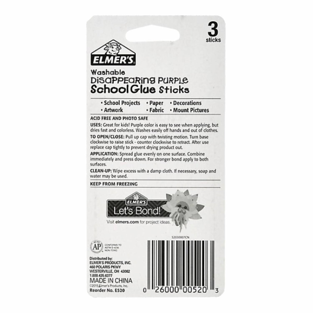 Elmer's - Washable Purple School Glue Stick  3 ct - 0.21 Oz ea - 48 Pack