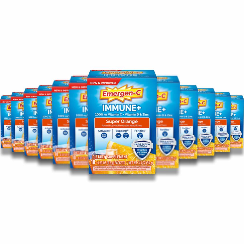 Emergen-C - Immune Plus 1000mg Vitamin C, Super Orange - 10 Ct - 36 Pack