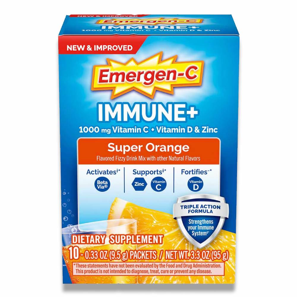 Emergen-C - Immune Plus 1000mg Vitamin C, Super Orange - 10 Ct - 36 Pack