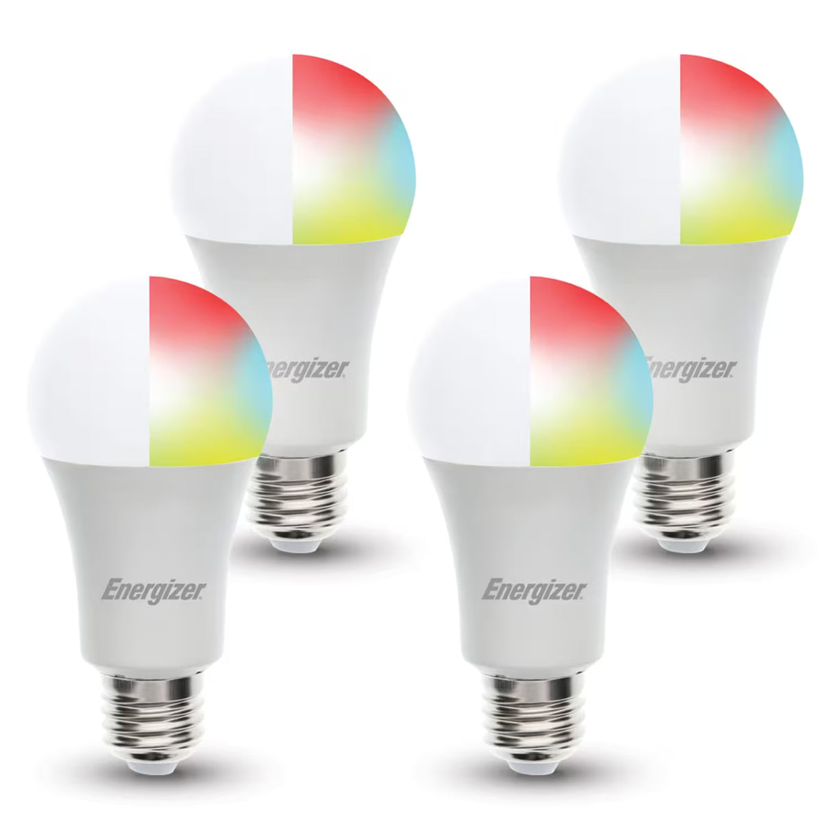 Energizer Connect Smart Wi-Fi LED Bulbs, 800 Lumens, Multi-Color + White Settings – 4 Pack