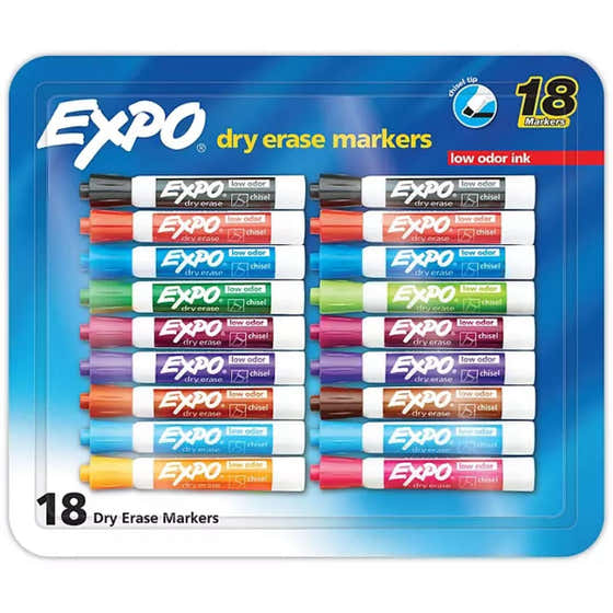 Expo - Dry Erase Markers, Assorted Colors - 18 Pack | Expo - Office Supplies Pack