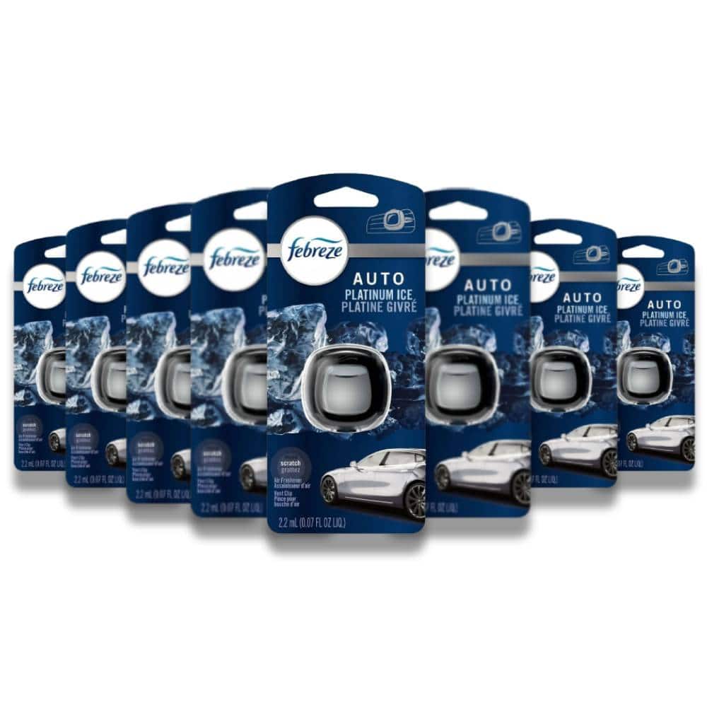 Febreze Car Vent Clip Air Freshener - Platinum Ice, 2.2mL - 1 ct - 8 Pack