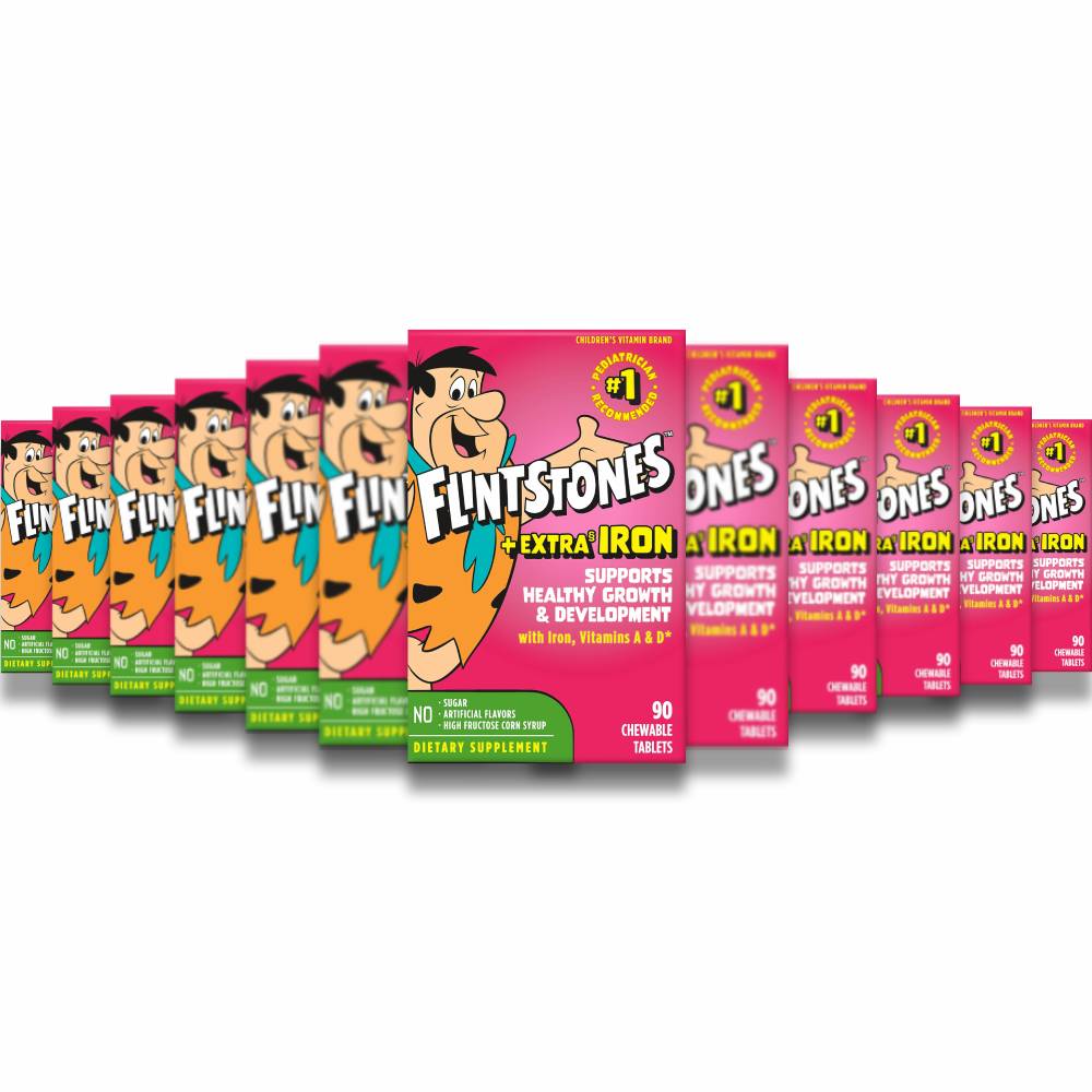 Flintstones - Chewable Kids Multivitamin with Vitamin C, D, B12 & Iron for Toddlers - 90 Count - 24 Pack