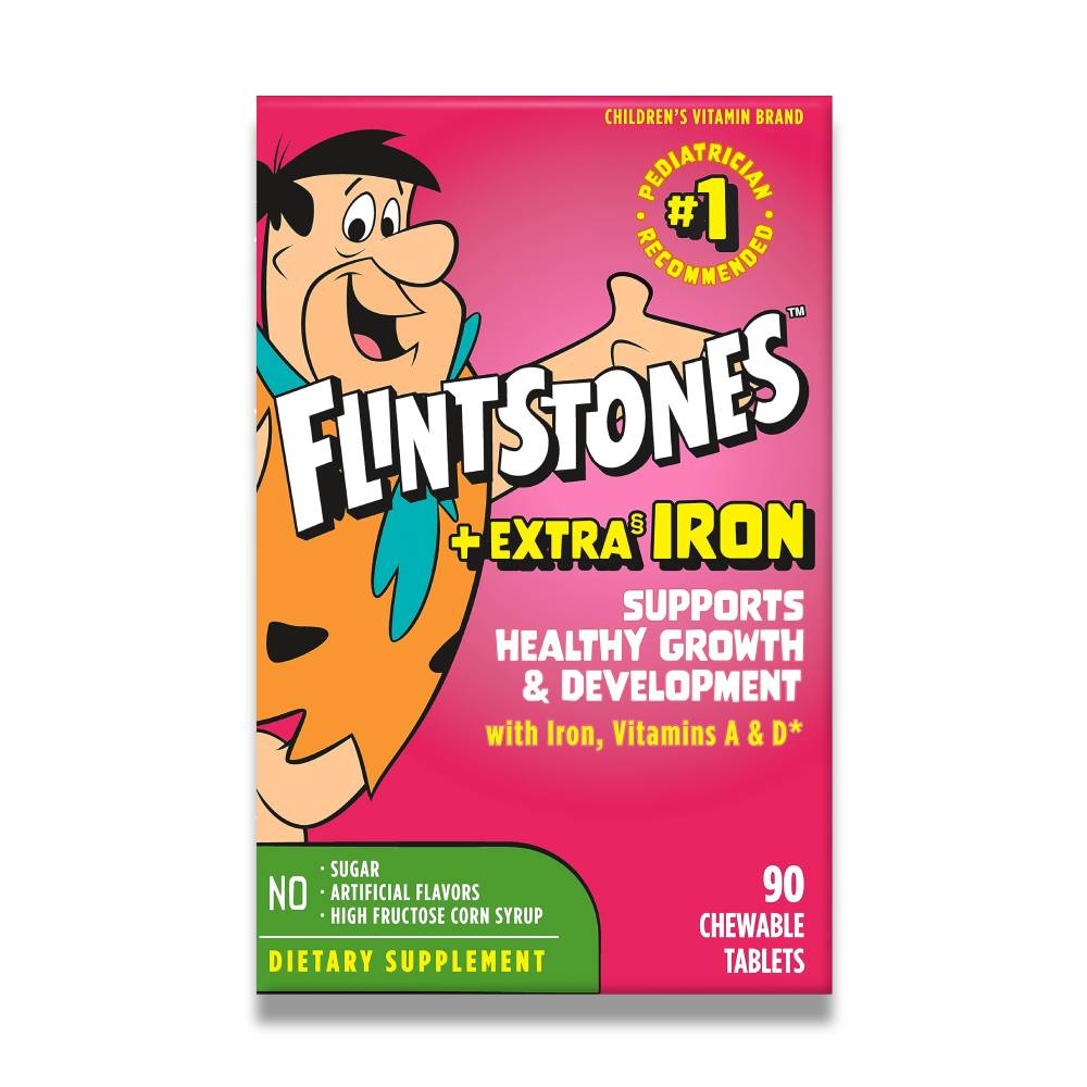 Flintstones - Chewable Kids Multivitamin with Vitamin C, D, B12 & Iron for Toddlers - 90 Count - 24 Pack