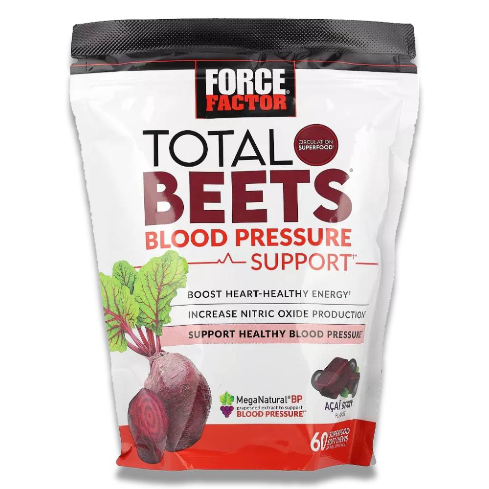Force Factor - Total Beets, Blood Pressure Support, Acai Berry - 60 Soft Chews - 12 Pack