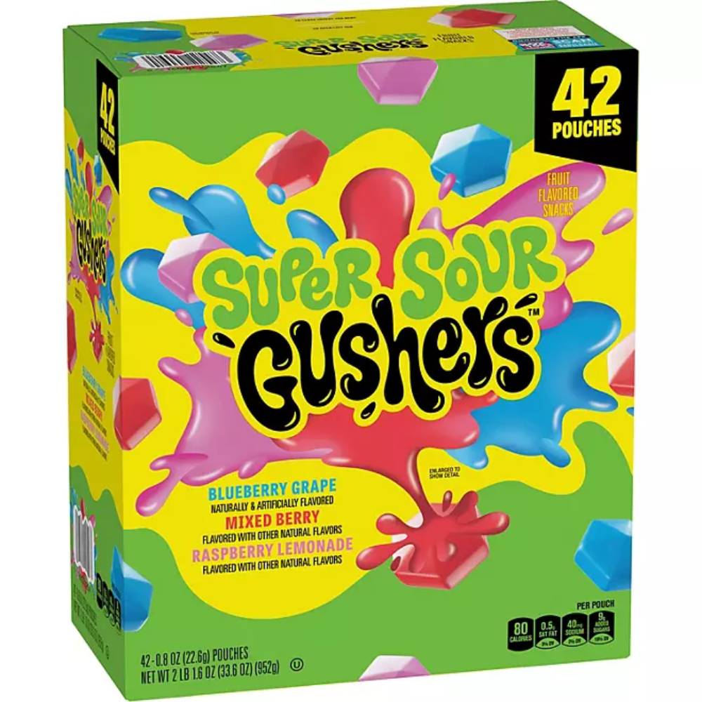 Gusher Super Sour Fruit Flavor - 0.8 Oz - 42 Pack