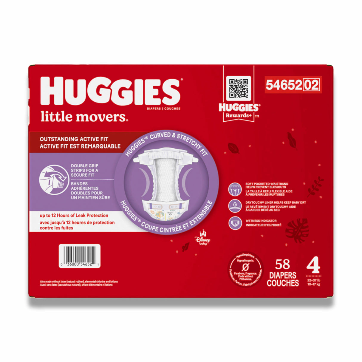 Huggies - Little Movers Baby Diapers, Size 4 - 58 Ct Each