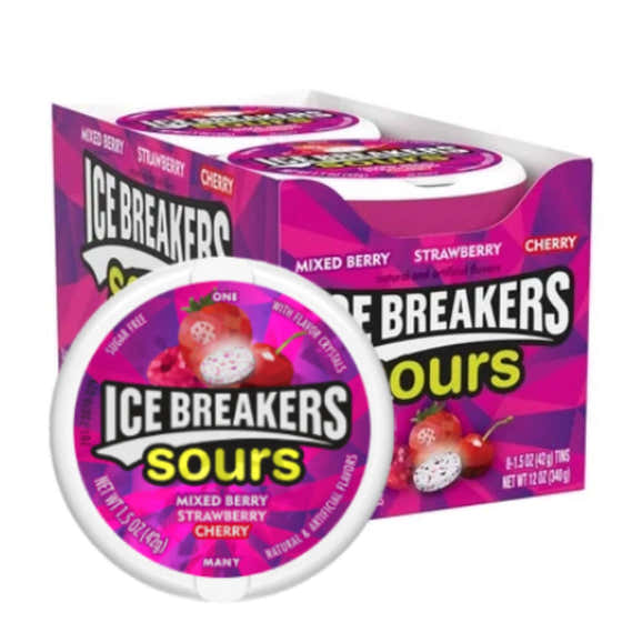Ice Breakers Sours Sugar Free Mints, Mixed Berry, Strawberry, Cherry - 8 Pack | Ice Breakers - Ice Breakers