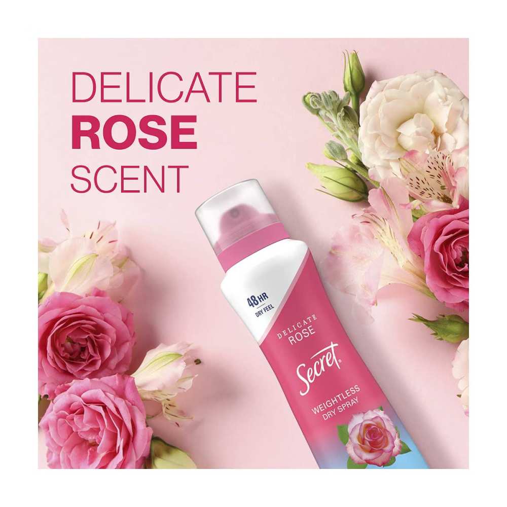 Secret - Dry Spray Antiperspirant Deodorant for Women, Wild Rose & Argan Oil Scent - 4.1 Oz - 12 Pack