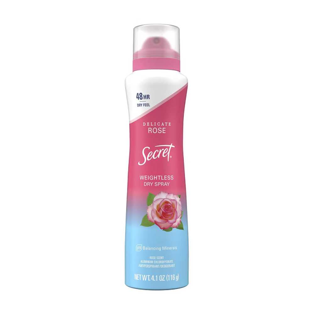 Secret - Dry Spray Antiperspirant Deodorant for Women, Wild Rose & Argan Oil Scent - 4.1 Oz - 12 Pack