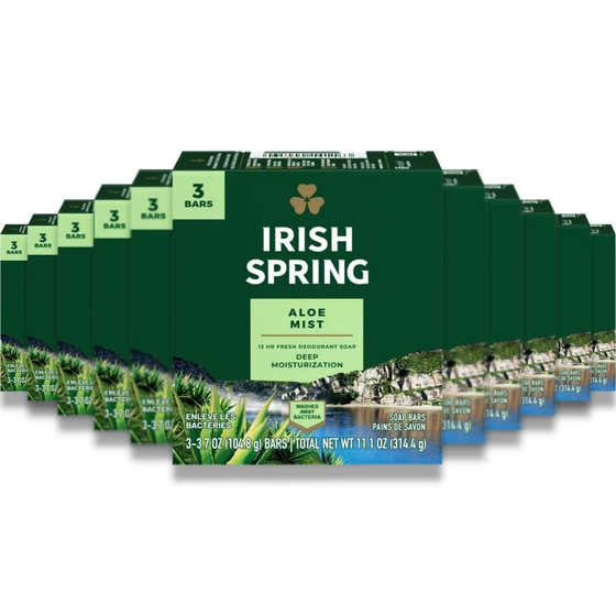 Irish Spring Deodorant Soap, Aloe -3 Bars -  3.7 Oz Each 54ct -  18 Pack | Irish Spring - Soap Wholesale
