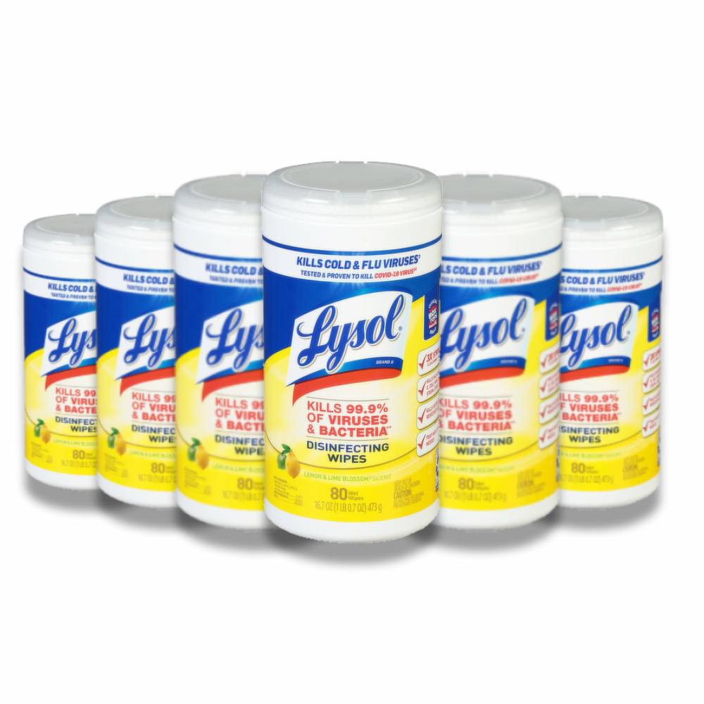 Lysol - Disinfecting Wipes, Lemon/Lime Blossom - 80 Ct - 6 Pack