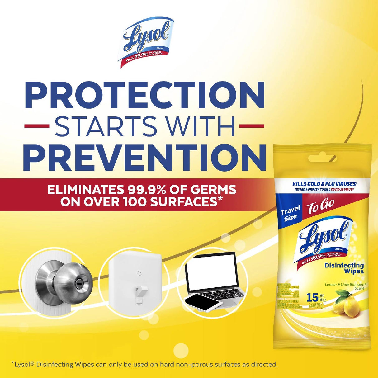 Lysol - Disinfecting Wipes - 2.6 oz 15 ct - 48 Pack