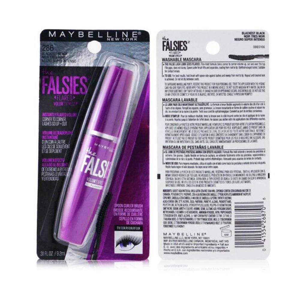 Maybelline - Volum' Express The Falsies Flared Washable Mascara - #286 Blackest Black - 0.31 Oz - 12 Pack