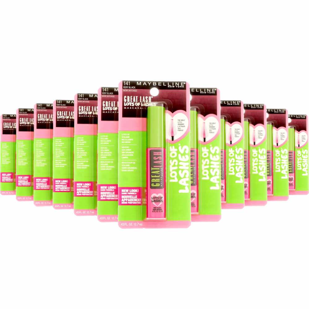 Maybelline - Great Lash Lots of Lashes Washable Mascara - #141 Very Black - 0.43 Oz - 24 Pack