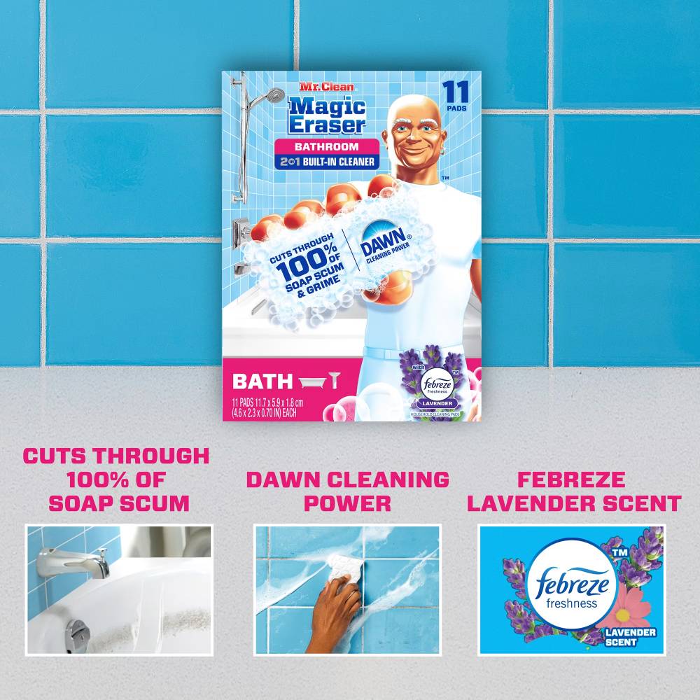 Mr. Clean 2-in-1 Bathroom Magic Eraser Sponges, 11 Ct