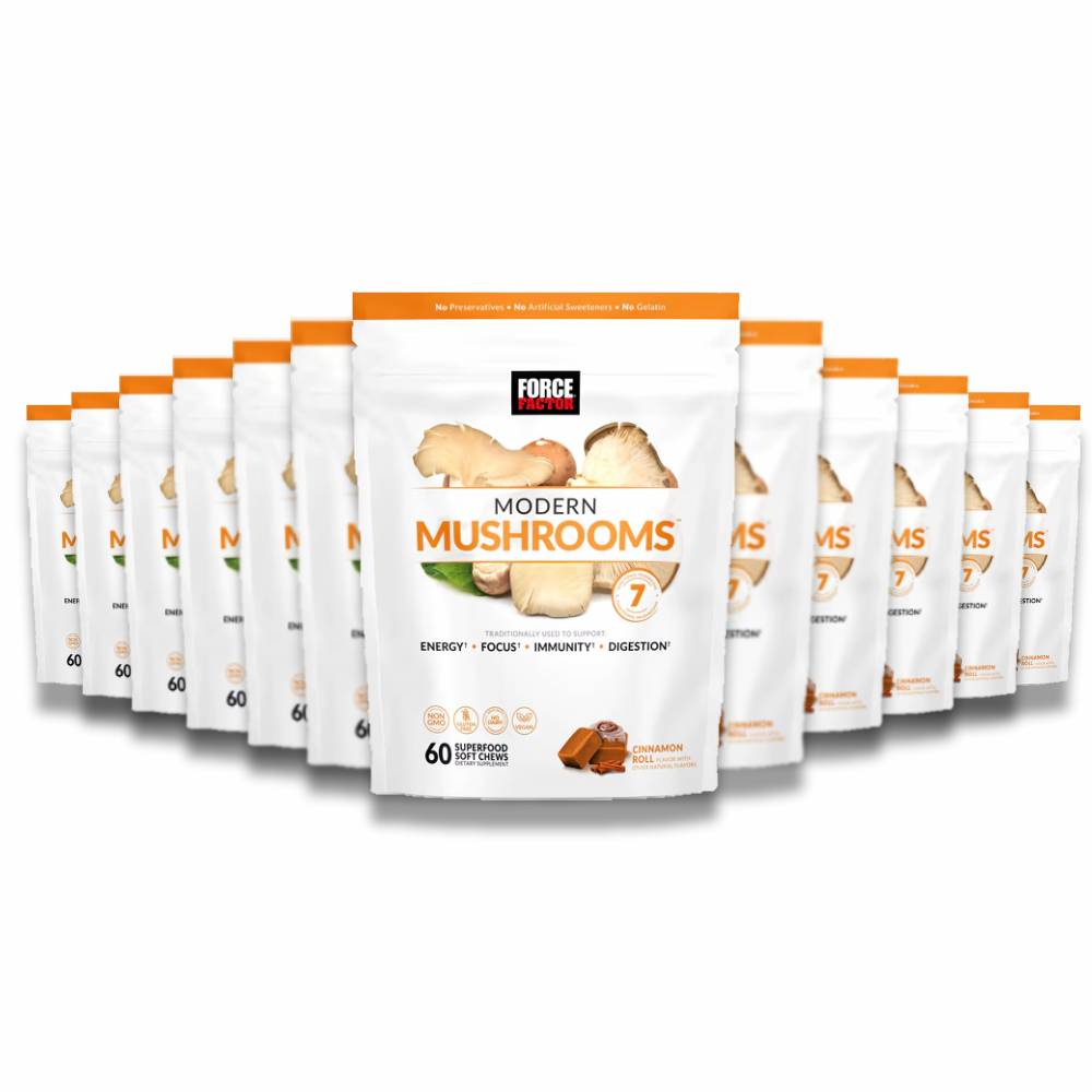 Force Factor - Modern Mushrooms, Cinnamon Roll - 60 Soft Chews - 12 Pack