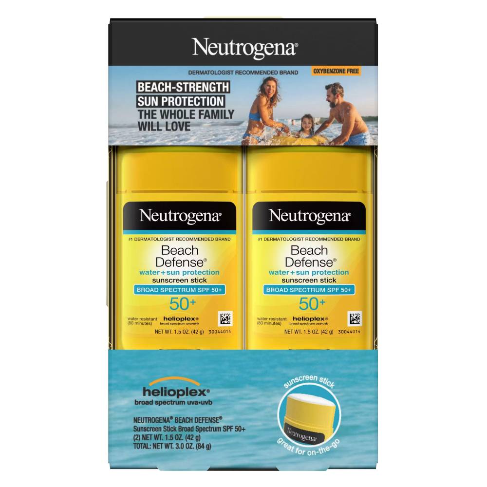 Neutrogena - Beach Defense Face/Body Sunscreen Stick, SPF +50- 1.5 Oz - 2 Pack