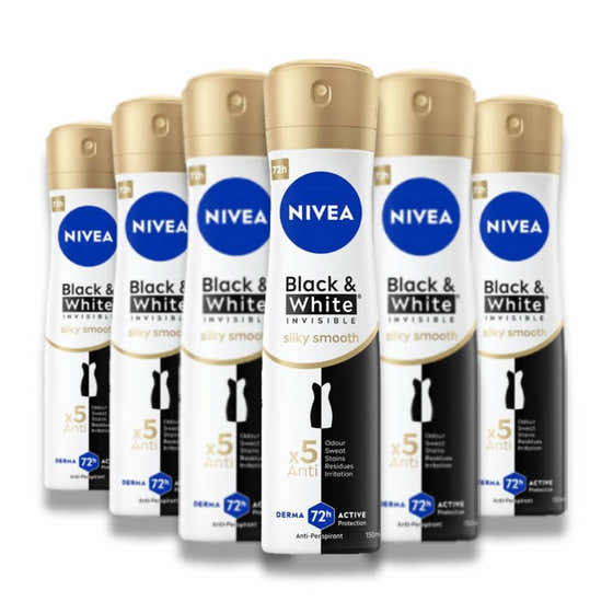 Nivea - Black & White Invisible Anti-Perspirant - 150 ml - 6 Pack | Nivea - Nivea