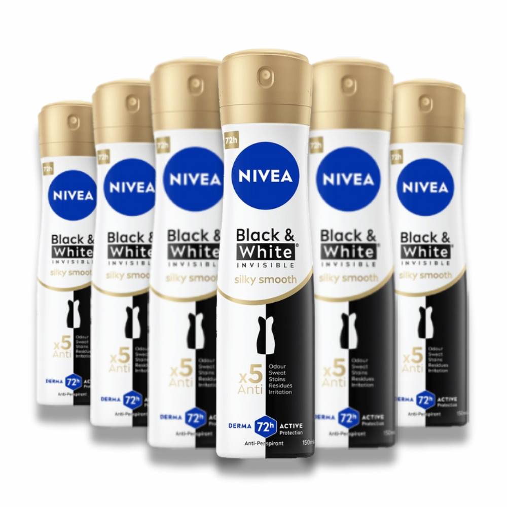 Nivea - Black & White Invisible Anti-Perspirant - 150 ml - 6 Pack
