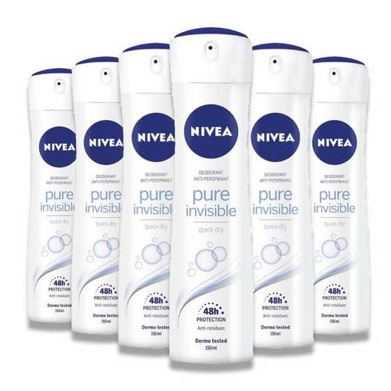 Nivea - Deodorant New Spray Pure Invisible - 150 ml - 6 Pack | Nivea - Nivea