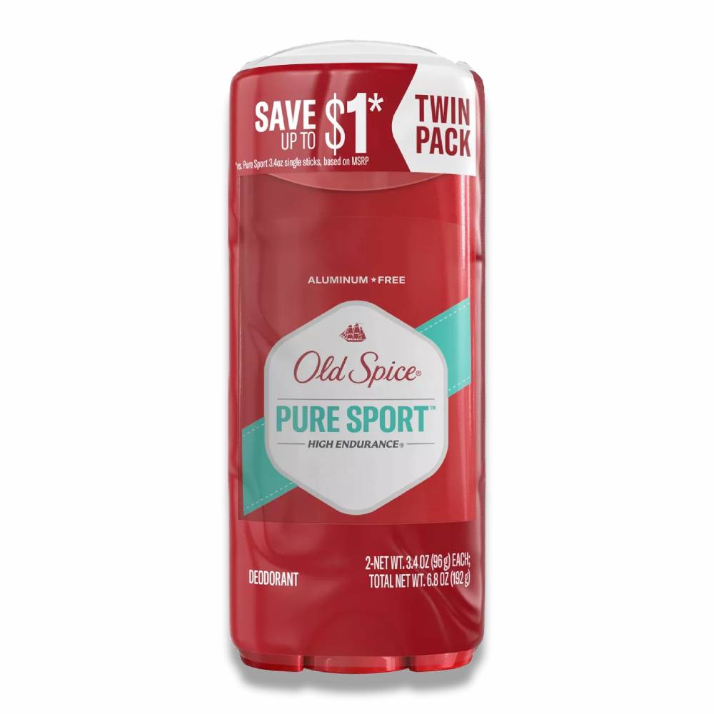 Old Spice - High Endurance Deodorant for Men, Aluminum Free, Pure Sport, Twin Pack - 3.4 Oz - 6 Pack