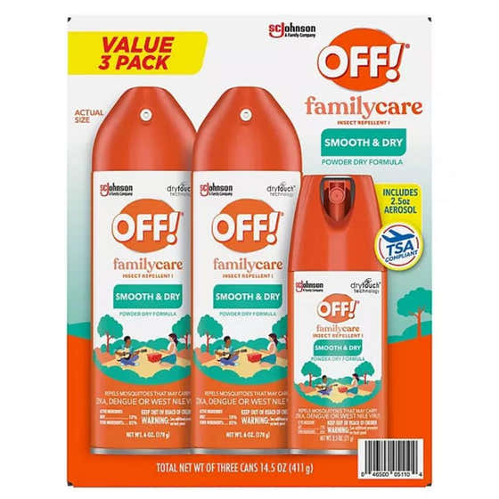 OFF! - Family Care Mosquito Repellent Smooth and Dry - 2 x 6 Oz and 2.5 Oz | OFF! - Household Pack