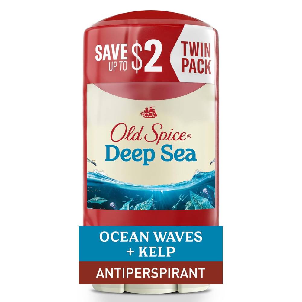 Old Spice -  Invisible Solid Antiperspirant Deodorant for Men, Deep Sea Scent - Twin Pack - 2.6 Oz - 6 Pack