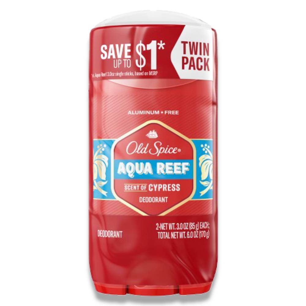 Old Spice Aqua Reef Deodorant - 6 Twin Packs Contarmarket