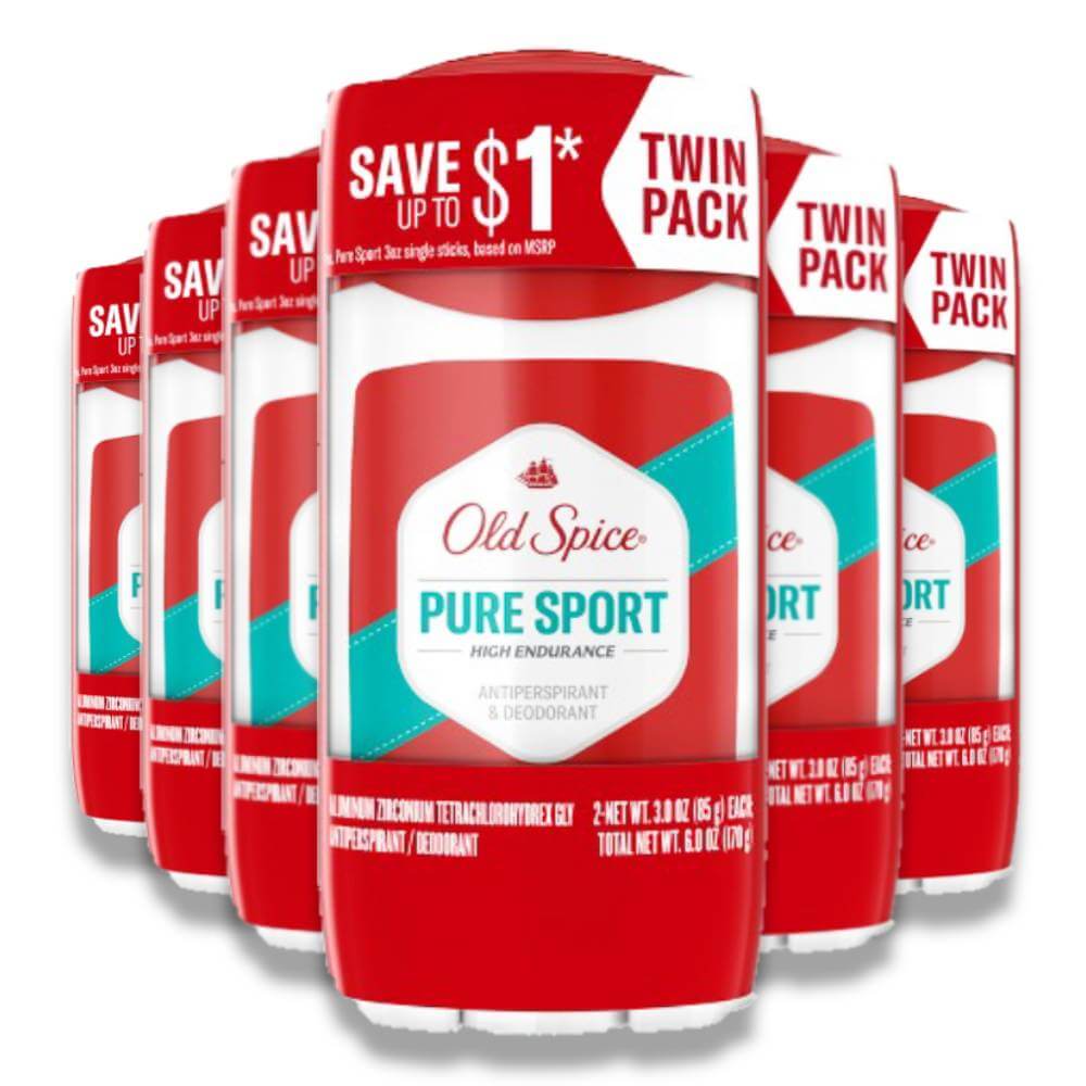 Old Spice Pure Sport Deodorant - 6 Twin Packs Contarmarket