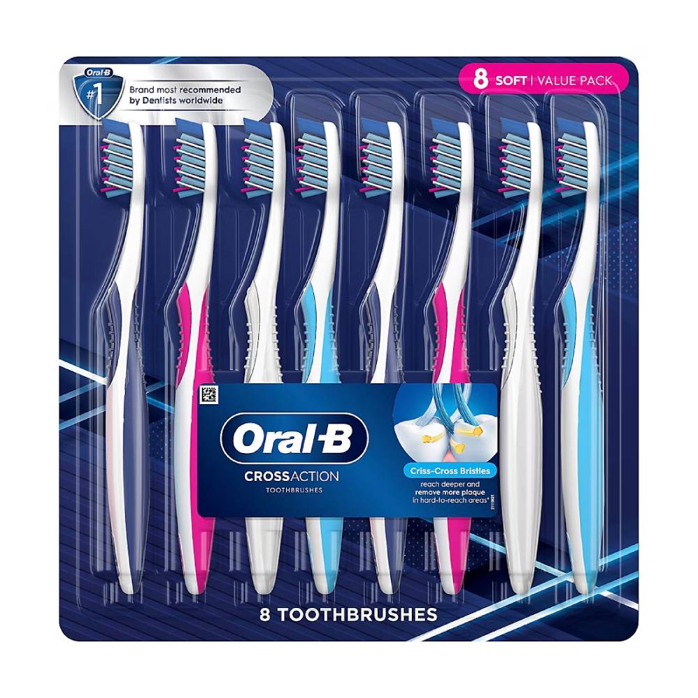 Oral-B - Cross Action Manual Toothbrushes, Soft - 8 Pack