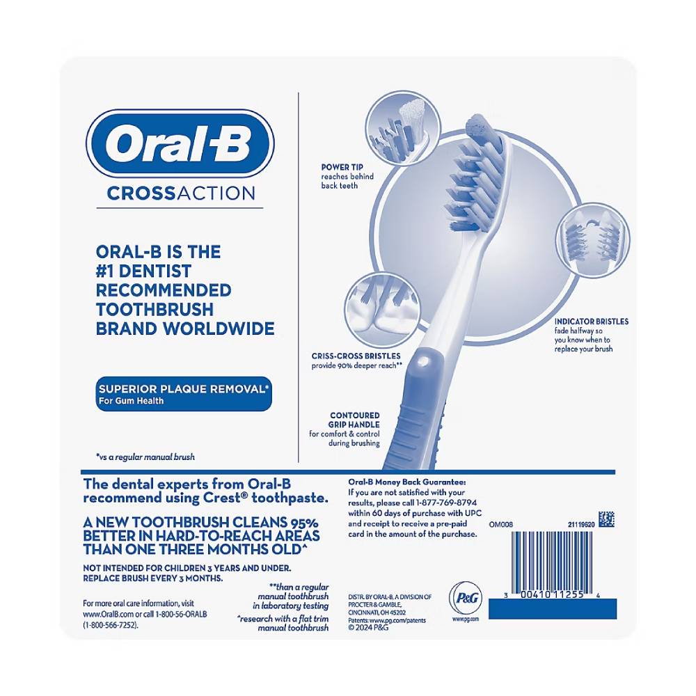 Oral-B - Cross Action Manual Toothbrushes, Soft - 8 Pack