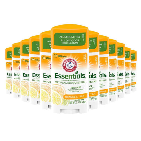Arm & Hammer Essentials Natural Deodorant Orange Citrus 2.5 oz  - 12 Pack | Arm & Hammer - Arm & Hammer