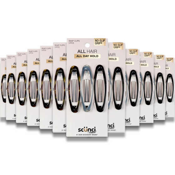 Scunci - No Slip Grip Oval Clips Assorted Colors, 3 Ct - 48 Pack | Scunci - Beauty Salons