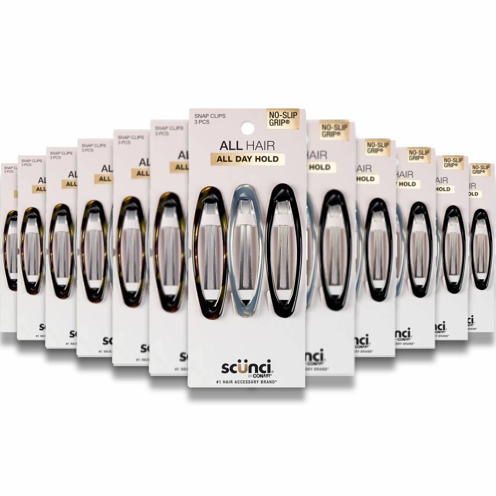 Scunci - No Slip Grip Oval Clips Assorted Colors, 3 Ct - 48 Pack