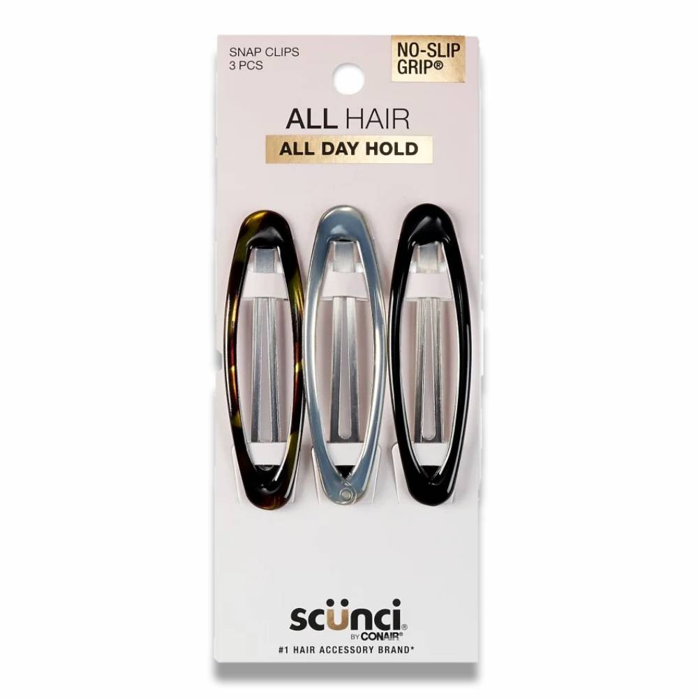 Scunci - No Slip Grip Oval Clips Assorted Colors, 3 Ct - 48 Pack