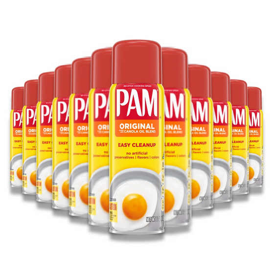 PAM - No-Stick Cooking Spray, Original, Made With Canola Oil Blend - 6 Oz - 12 Pack | Pam - member5%
