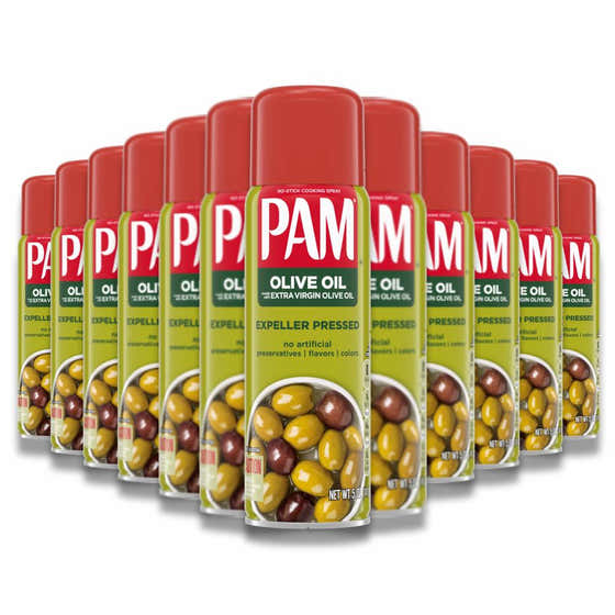 PAM - No-Stick Cooking Spray, Olive Oil, Made With Extra Virgin Olive Oil - 5 Oz - 12 Pack | Pam - member5%