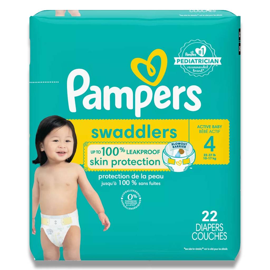 Pampers - Swaddlers Diapers, Size 4 - 22 Ct - 4 Pack