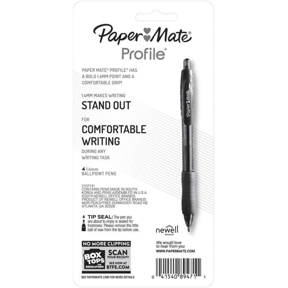 Paper Mate - Profile Retractable Gel Pens, Black, 0.7mm - 4 Ct - 12 Pack