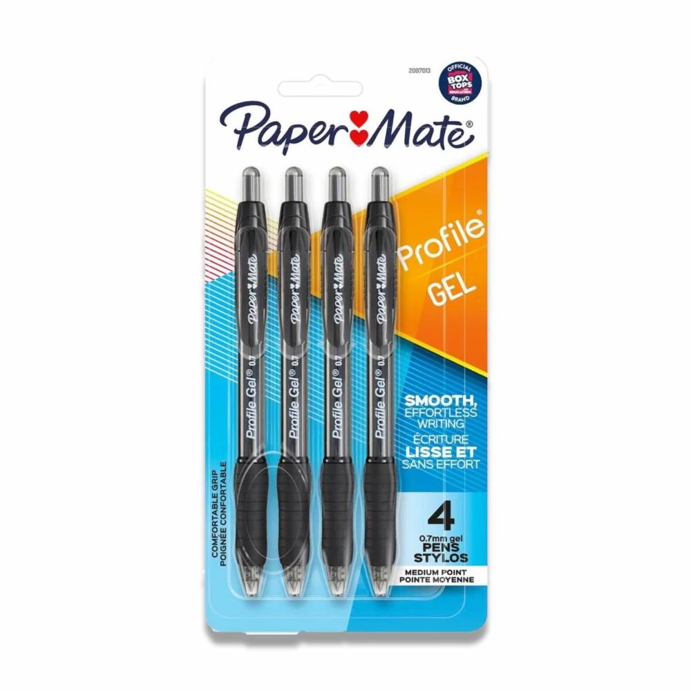 Paper Mate - Profile Retractable Gel Pens, Black, 0.7mm - 4 Ct - 12 Pack