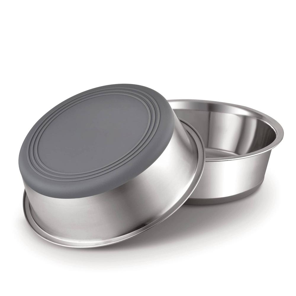 PEGGY11 - Stainless Steel Dog Bowls, Nonslip Rubber Bottom, Easy to Clean - 2 Pack - Each Holds 3.8 US Cup